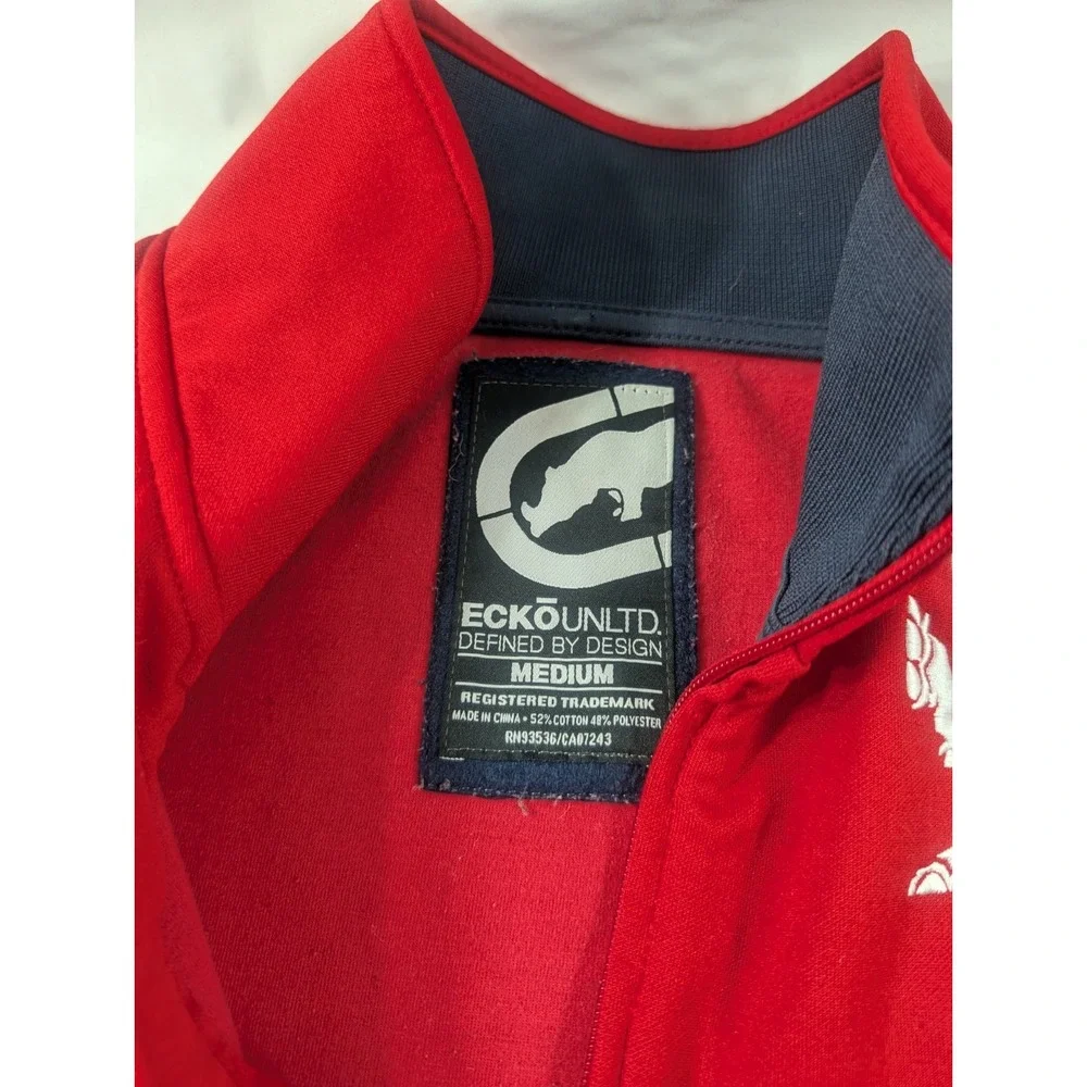 Vintage Ecko Unltd The Royal Rhino Track Jacket Mens Med Red Logo Full Zip Retro